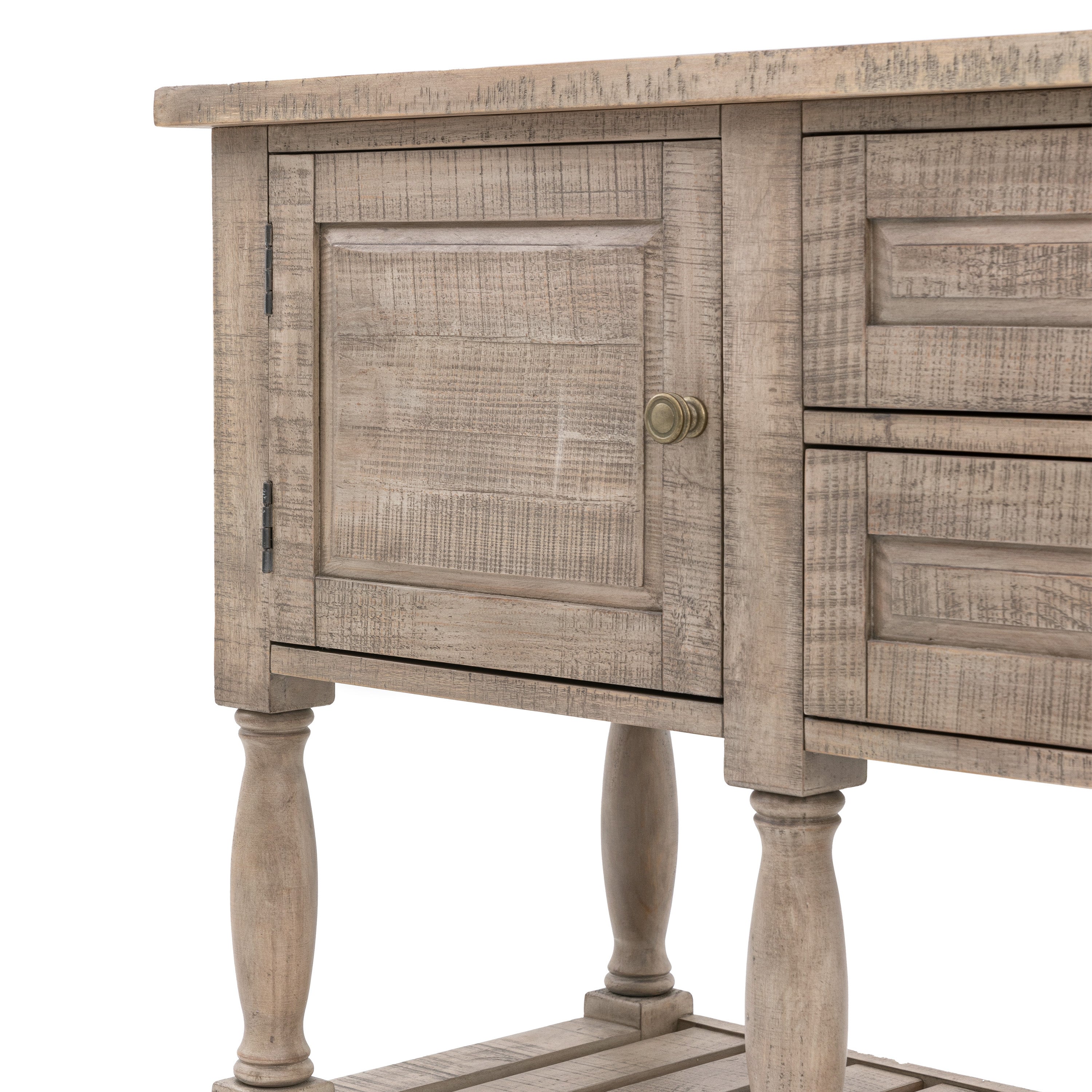 Bowen Natural Pine Wood & White Marble Sideboard